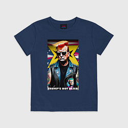 Футболка хлопковая детская Trumps not dead - ai punk art, цвет: тёмно-синий