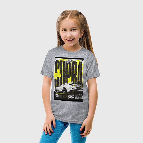 Детская футболка Toyota Supra авто / Меланж – фото 4