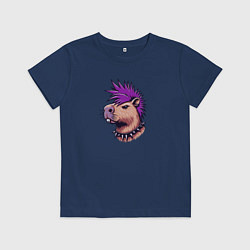 Детская футболка Капибара с фиолетовым ирокезом