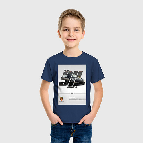 Детская футболка Porsche 911 стильный автомобиль / Тёмно-синий – фото 3