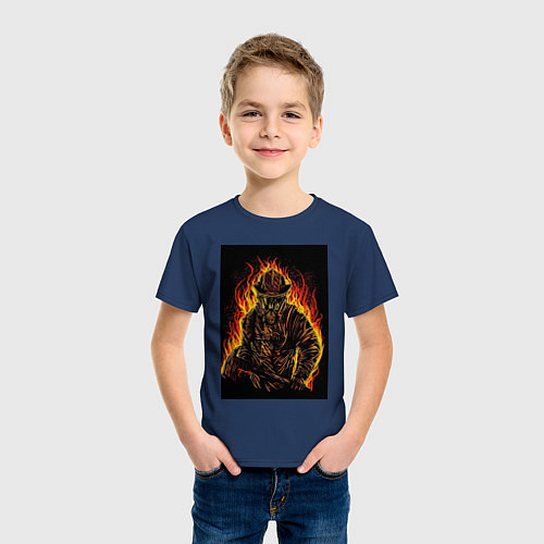 Детская футболка Пожарный огнеборец / Тёмно-синий – фото 3