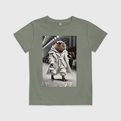 Детская футболка Модный капибара манекенщик - дефиле животных