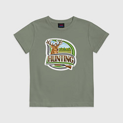 Футболка хлопковая детская Deer hunting, цвет: авокадо