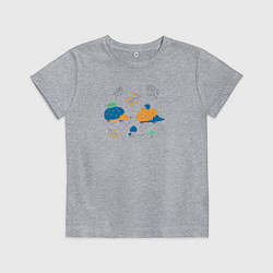 Детская футболка Ежики в лесу с веточками и грибами