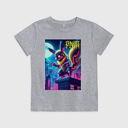 Детская футболка Ужасный Пикачу на крыше небоскрёба - хэллоуин