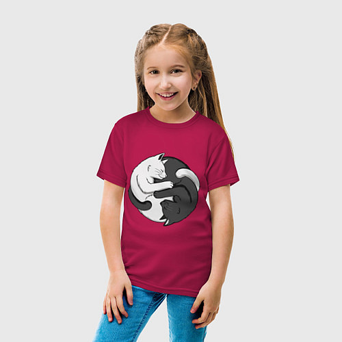 Детская футболка Кошачий инь янь / Маджента – фото 4