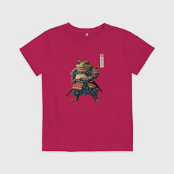 Футболка хлопковая детская Лягушка самурай - japan aesthetic, цвет: маджента