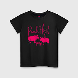 Футболка хлопковая детская Pink Floyd pigs, цвет: черный