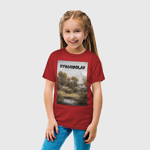 Детская футболка Vyacheslav озеро / Красный – фото 4