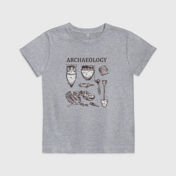 Футболка хлопковая детская Археология - древние окаменелости, цвет: меланж