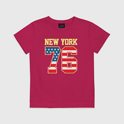 Футболка хлопковая детская New York 76, цвет: маджента