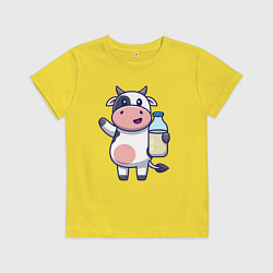 Детская футболка Корова с бутылкой молока