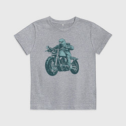 Детская футболка Голубь байкер на мотоцикле