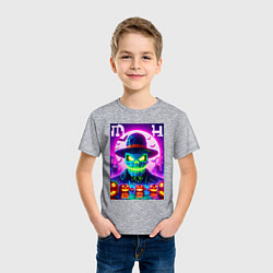 Футболка хлопковая детская Minecraft and halloween collaboration - neon glow, цвет: меланж — фото 2