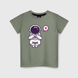 Футболка хлопковая детская Astronaut love, цвет: авокадо
