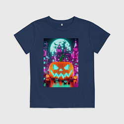 Детская футболка Halloween and Minecraft - pumpkin