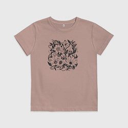 Футболка хлопковая детская Органические абстракции цветов, цвет: пыльно-розовый