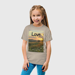 Футболка хлопковая детская Love поле солнечный луг, цвет: миндальный — фото 2