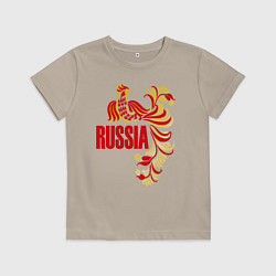 Футболка хлопковая детская Russia, цвет: миндальный