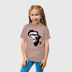 Футболка хлопковая детская Обезьяна в Африке, цвет: пыльно-розовый — фото 2