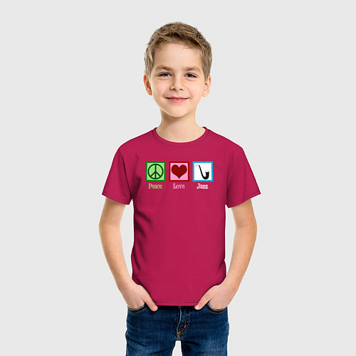 Детская футболка Мир любовь джаз / Маджента – фото 3