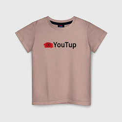 Футболка хлопковая детская Youtup youtube, цвет: пыльно-розовый