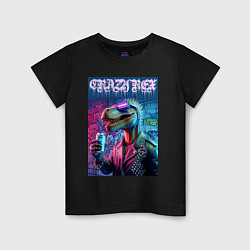 Футболка хлопковая детская Crazy rex - ai art fantasy, цвет: черный