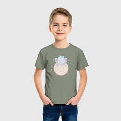 Футболка хлопковая детская Elephant on the moon, цвет: авокадо — фото 2