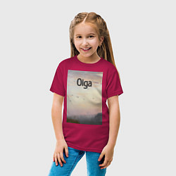 Футболка хлопковая детская Olga птицы в тумане, цвет: маджента — фото 2