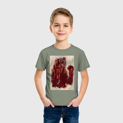 Детская футболка Медведь боксер / Авокадо – фото 3