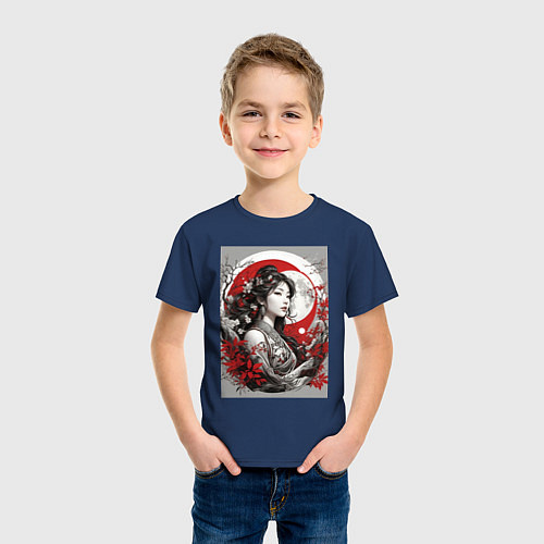 Детская футболка Китайская девушка / Тёмно-синий – фото 3