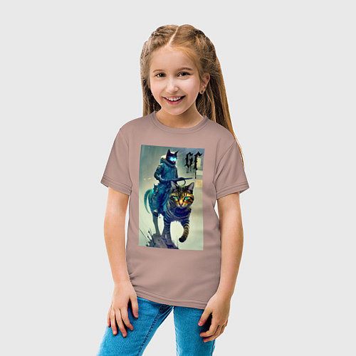 Детская футболка Cat forces - ai art fantasy / Пыльно-розовый – фото 4