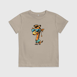 Детская футболка Жираф в отпуске карикатура