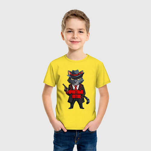 Детская футболка Крестный котец мафия / Желтый – фото 3