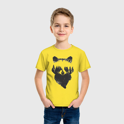Детская футболка Лицо енота из деревьев / Желтый – фото 3