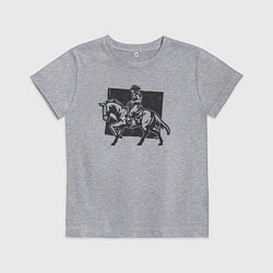 Футболка хлопковая детская Ковбойша на лошади, цвет: меланж