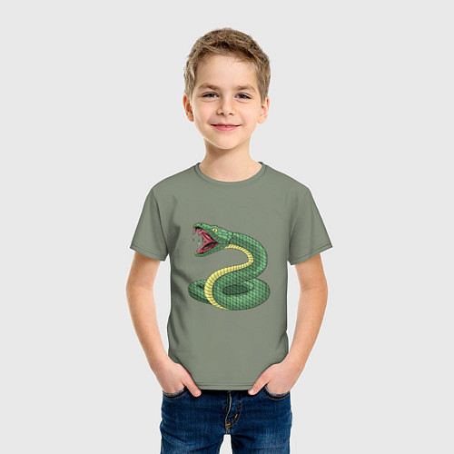 Детская футболка Зеленая змея - символ 2025 / Авокадо – фото 3
