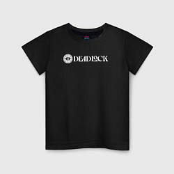 Футболка хлопковая детская Deadlock white logo, цвет: черный