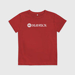 Футболка хлопковая детская Deadlock white logo, цвет: красный