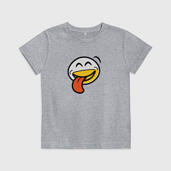 Футболка хлопковая детская Мем довольное лицо, цвет: меланж