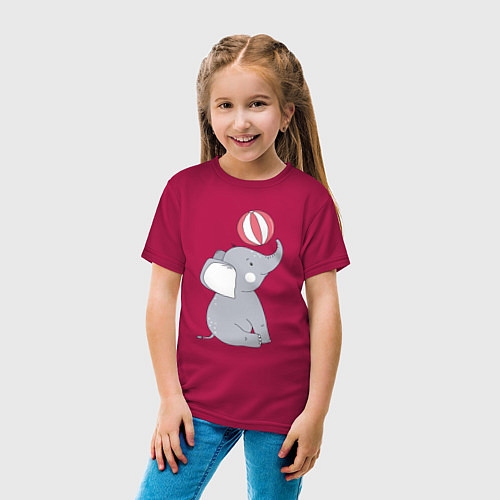 Детская футболка Слонёнок с мячиком / Маджента – фото 4