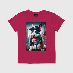 Детская футболка Funny bull terrier in New York - ai art