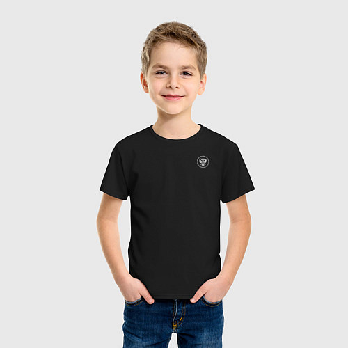 Детская футболка Сокрушу пред ним врагов его герб белый на узорном / Черный – фото 3