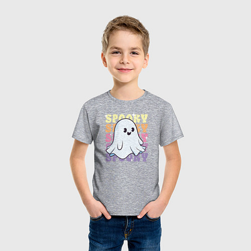 Детская футболка Cute little spooky ghost / Меланж – фото 3