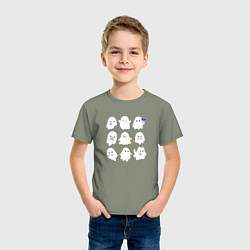 Футболка хлопковая детская Милые призраки, цвет: авокадо — фото 2