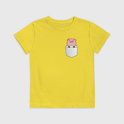 Детская футболка Розовый поросенок в кармане