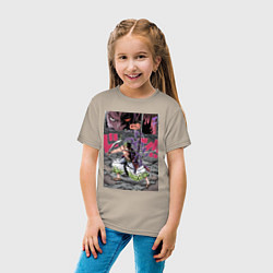 Футболка хлопковая детская Ван-Пис Зоро Ророноа техника, цвет: миндальный — фото 2