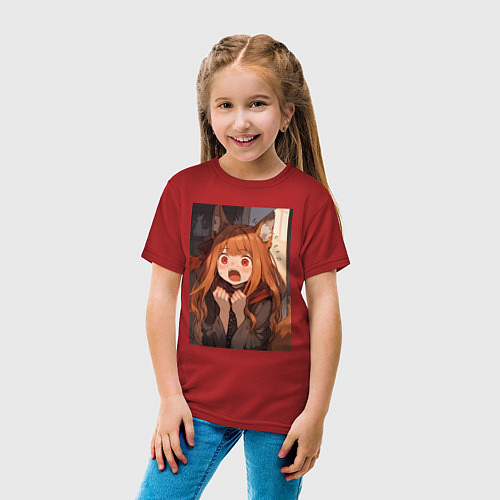 Детская футболка Волчица и пряности Холо удивление / Красный – фото 4