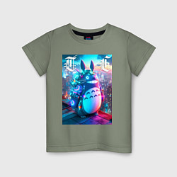 Футболка хлопковая детская Cool Totoro - cyberpunk, цвет: авокадо