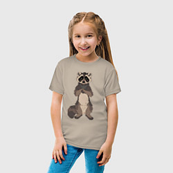 Футболка хлопковая детская Енот арт, цвет: миндальный — фото 2